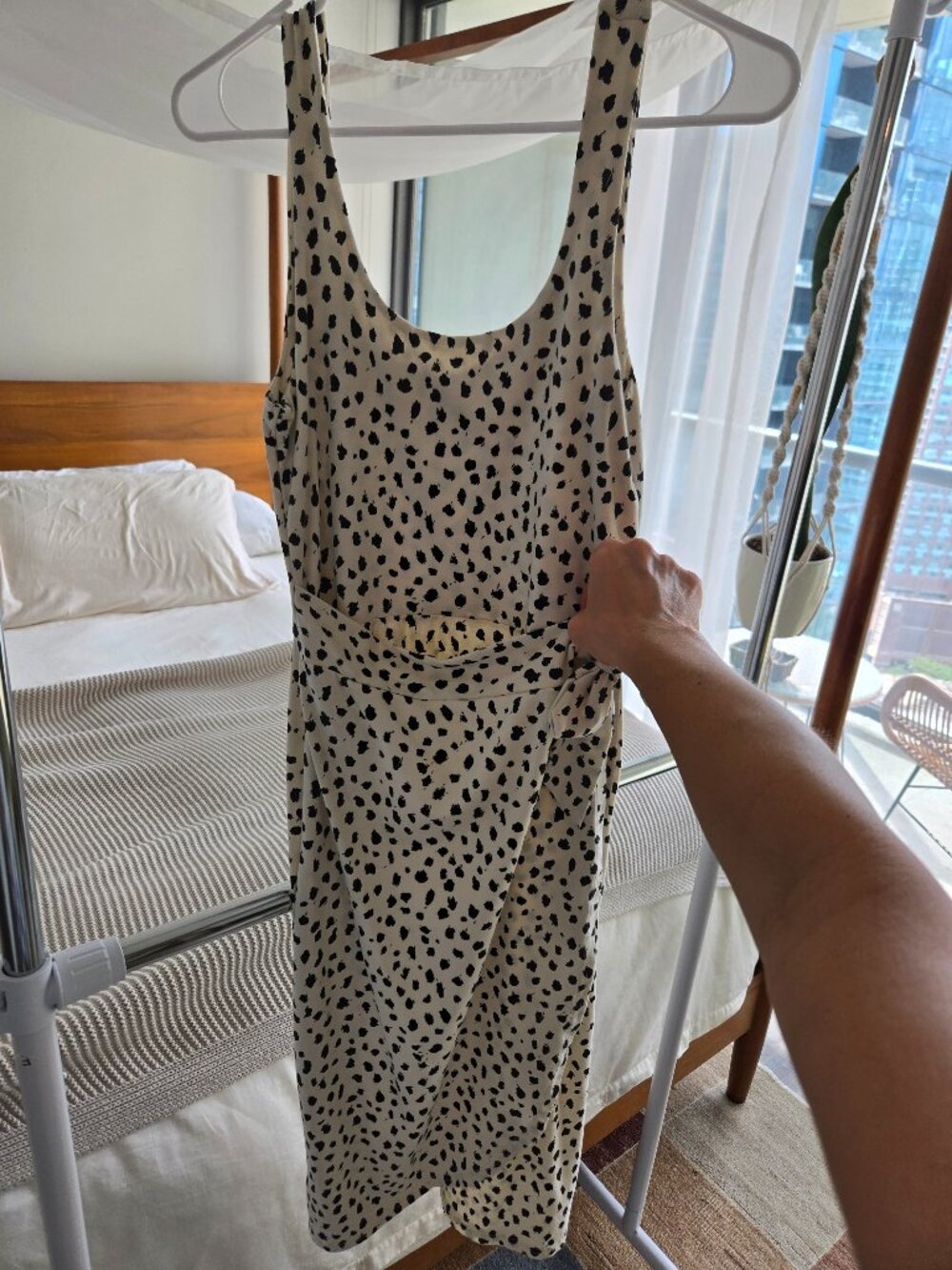 PACT Organic Cotton Wrap Dalmatian Print Dress SIZE SMALL